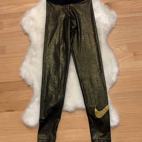 Nike Pants - Nike Women's Pro Cool Sparkle Gold Tights, Small